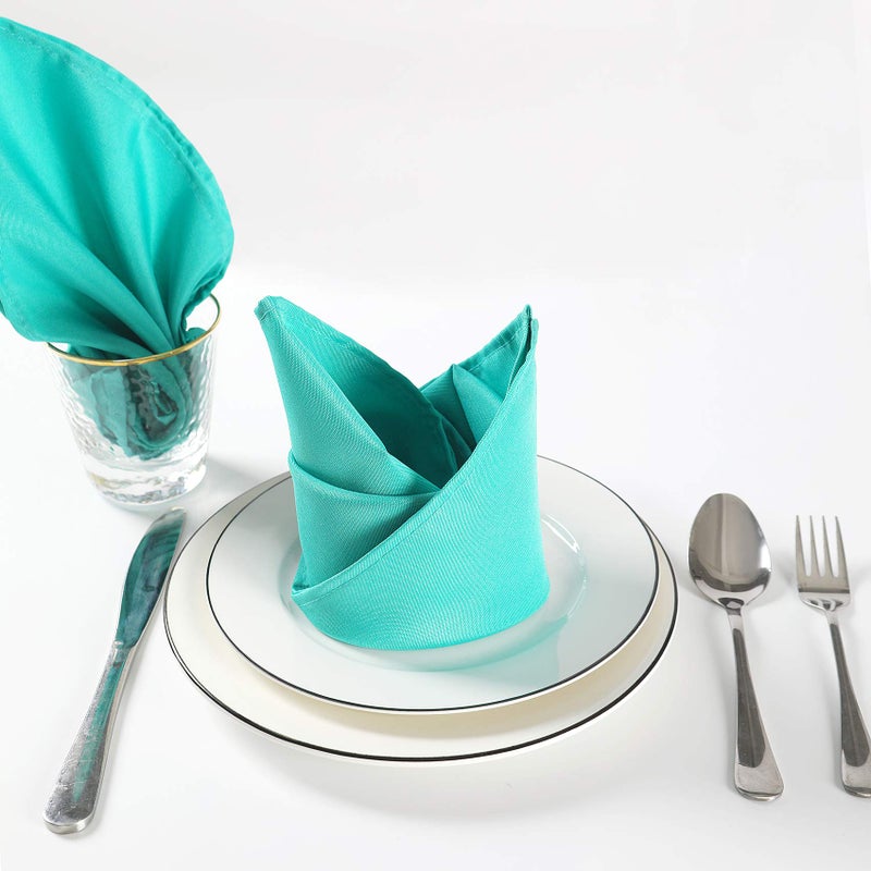 Cupuamon Cloth Napkins 17x17 inch Washable Polyester Dinner Napkins Soft Table Napkins for Wedding Party Dining Banquet(Turquoise,25PCS) - Image 5
